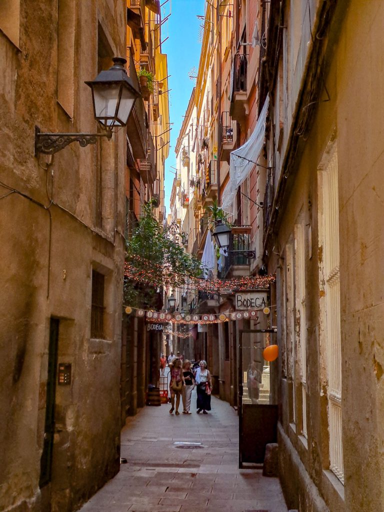 Narrow street in Barcelona's El Born Neighborhood